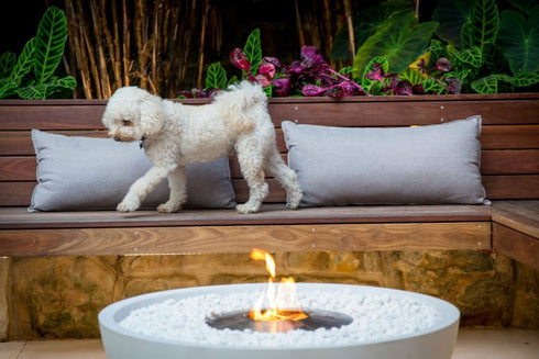 Ecosmart Fire Mix 850 Fire Pit Bowl - Bone Finish / Black Burner - ESF.O.MX8.BO.B
